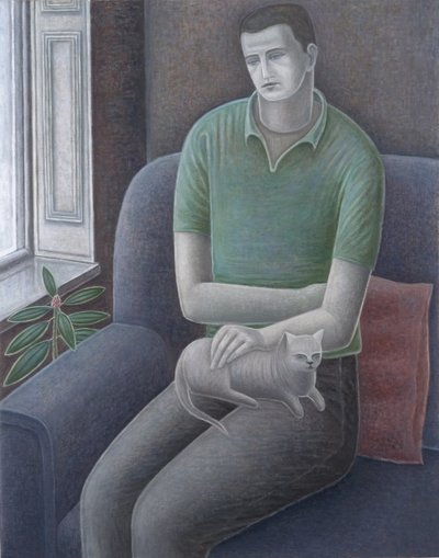 Young Man with Cat, 2008 by Ruth Addinall